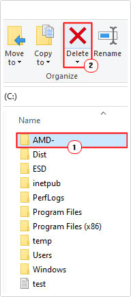 delete folder in windows explorer