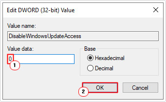 set Value data to 0 in dword properties