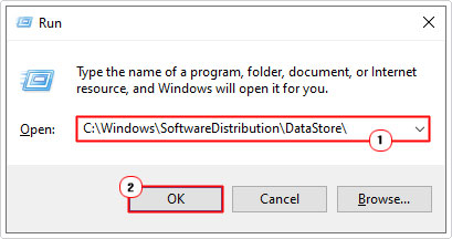 open DataStore folder using run box