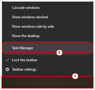 open task manager using taskbar