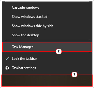 open task manager from the taskbar