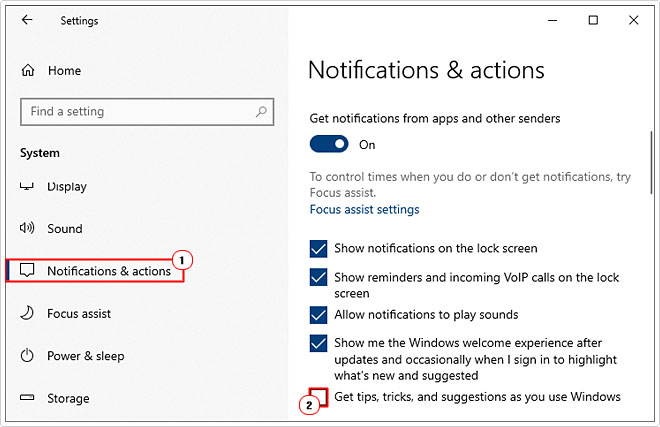 disable Get tips, tricks, and suggestions as you use Windows in notifications 
