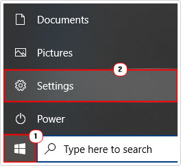 open settings from start button