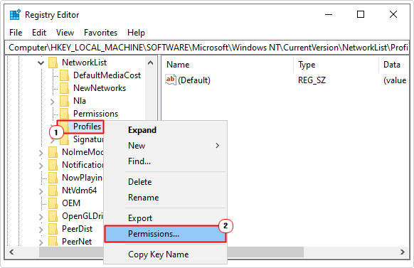 open permissions of profile