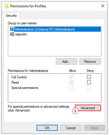go to advanced for profile permissions