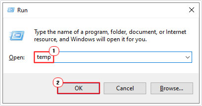 open temp folder using run box