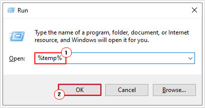 open %temp% folder using run box