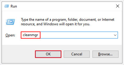 open disk cleanup using run box