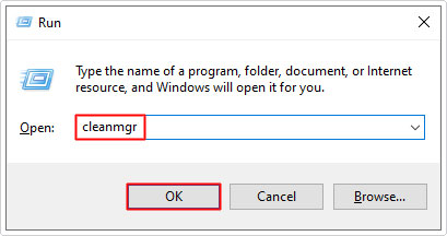 open disk cleanup using run command