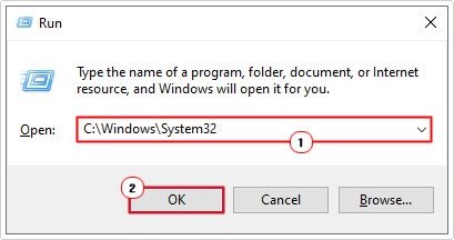 open C:\Windows\System32 using run box