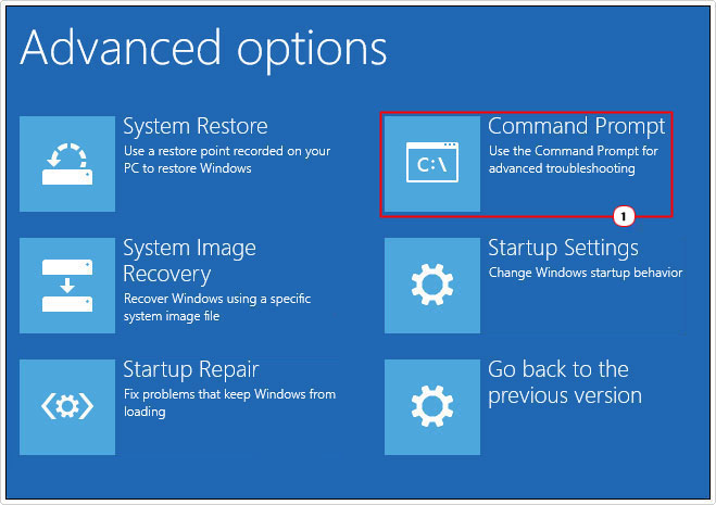 select command prompt from advanced options