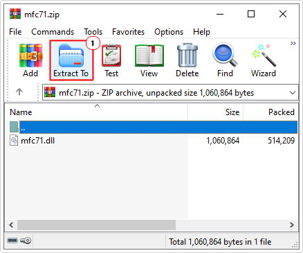 extract mfc71.dll file from zip utility
