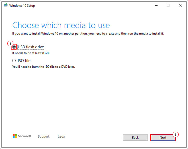 choose where to install windows 10 to