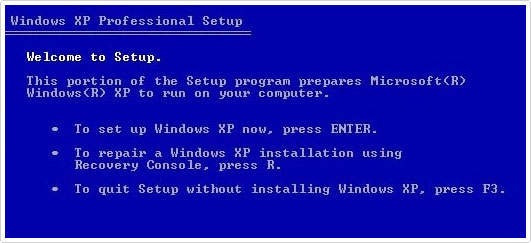 enter recovery console from windows setup screen