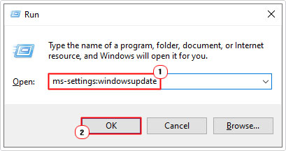 open windows update using run command box