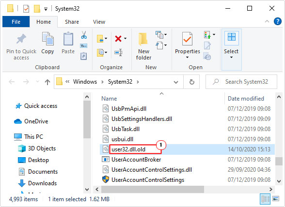 change User32.dll to User32.dll.old in system32 folder