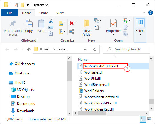 change Wnaspi32.dll to Wnaspi32BACKUP.dll