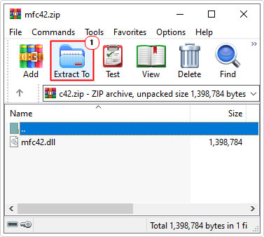 extract mfc42.dll to system32 folder