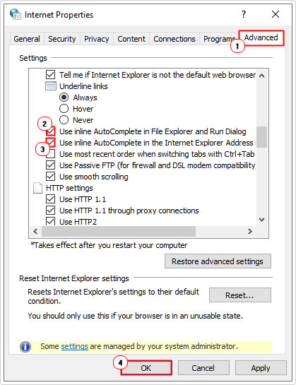 enable Use inline in internet options