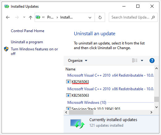 jot down the kb number for failed update install