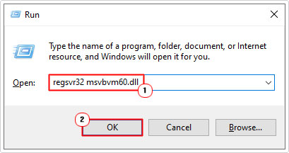 register msvbvm60.dll file