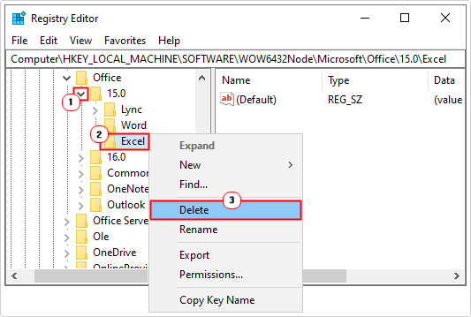 delete word and excel in Wow6432Node 8.0...
