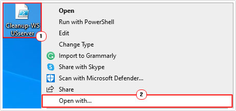 open powershell script using with notepad