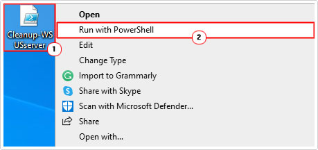 select powershell script and click on Run with PowerShell