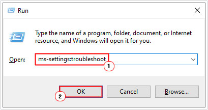 open ms-settings:troubleshoot using run box
