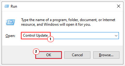 Open windows update using run box