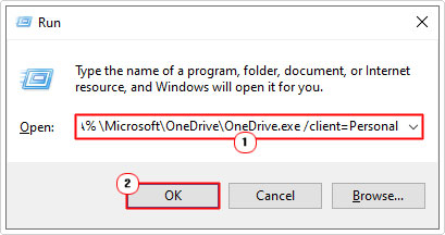 open OneDrive using run command