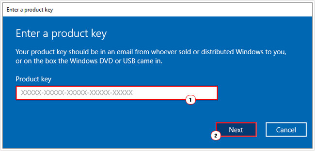 enter product key and click on ok