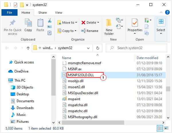 change Msnp32.dll to Msnp32OLD.dll