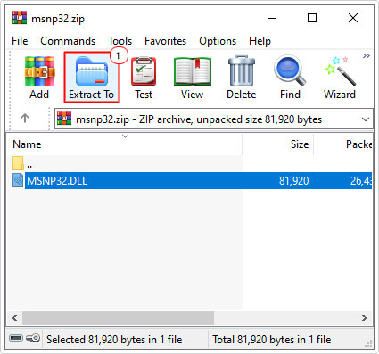 click on extract to in Msnp32.zip