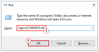 re-register MSNP32.dll file