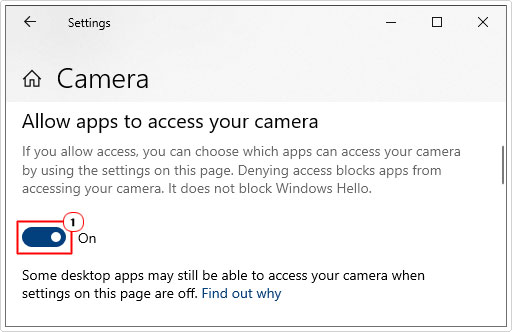 select camera access to on
