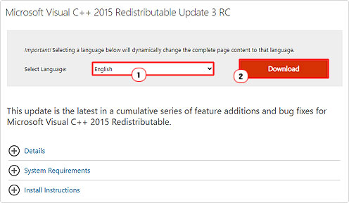 select language then download c++