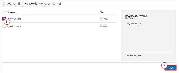 select c++ version then click on next
