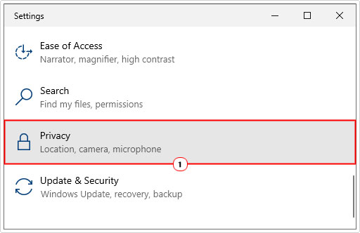 select privacy in settings menu