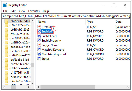 click on Enabled key in registry editor