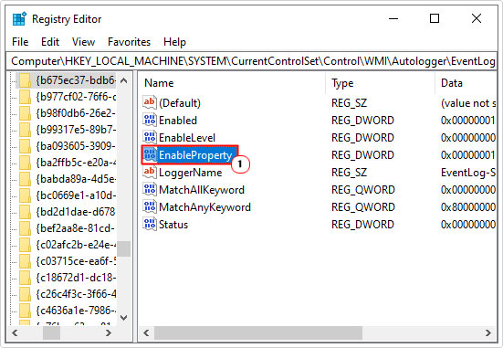 open registry key EnabledProperty