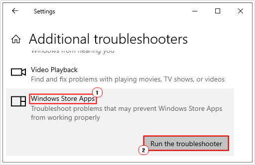 click on Windows Store Apps then run troubleshooter
