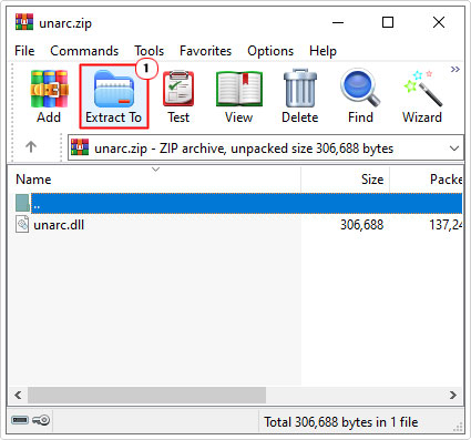 extract Unarc.dll file using winrar