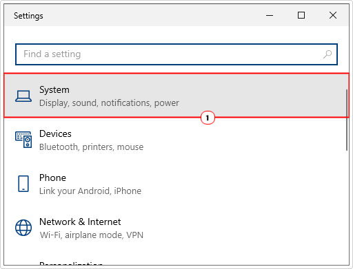 click on System from settings