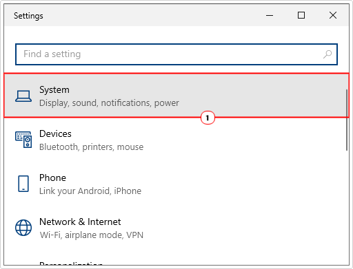 click on system from settings