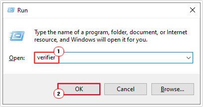 type Verifier into run box and click on ok
