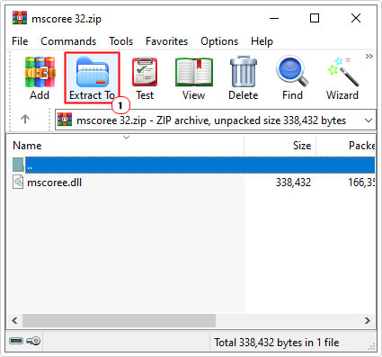 click on extract to for Mscoree.dll file