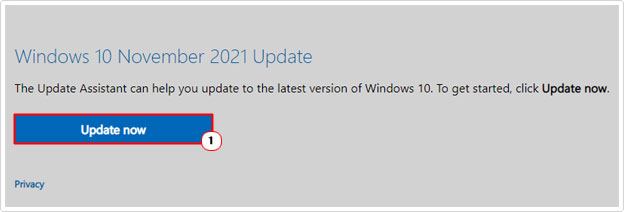 click on update now on windows installation page