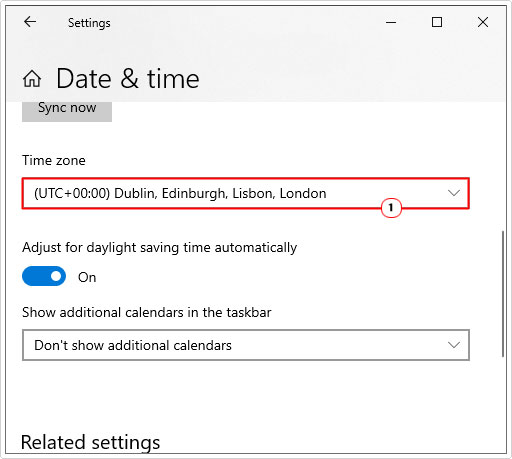 select Time Zone from drop down menu