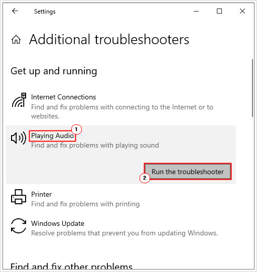 select audio troubleshooter 